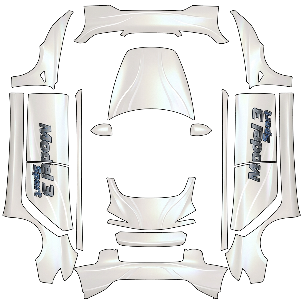 Model 3 Folierungsdesign - flat wrap PNG for Model 3 (2024+ Performance) Paint Shop