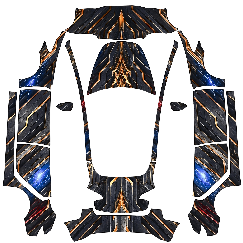 Model 3-folieringsdesign - flat wrap PNG for Model 3 Paint Shop