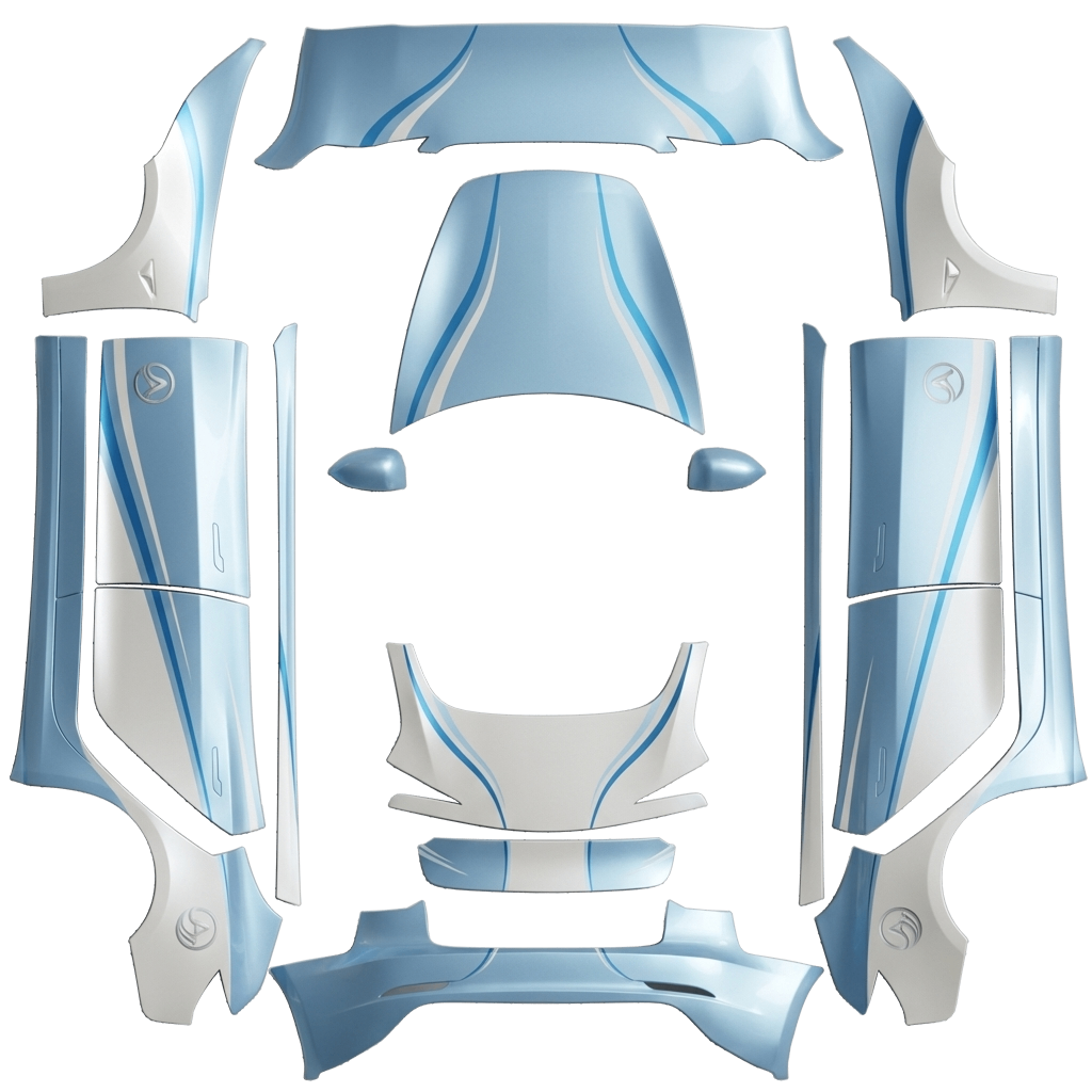 Model 3-folieringsdesign - flat wrap PNG for Model 3 (2024+ Standard/Premium) Paint Shop
