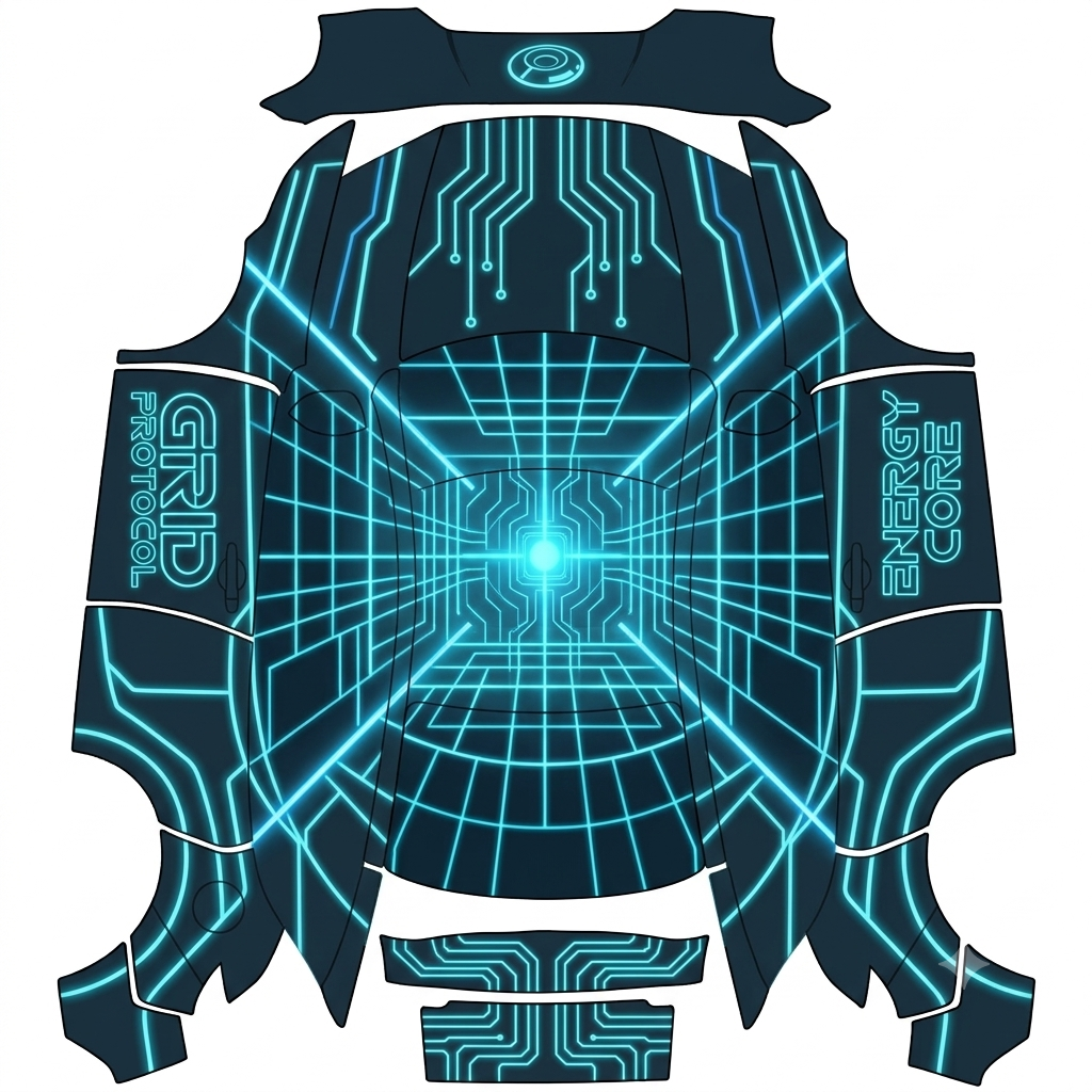 Tron Style - flat wrap PNG for Model Y (2025+ Premium) Paint Shop